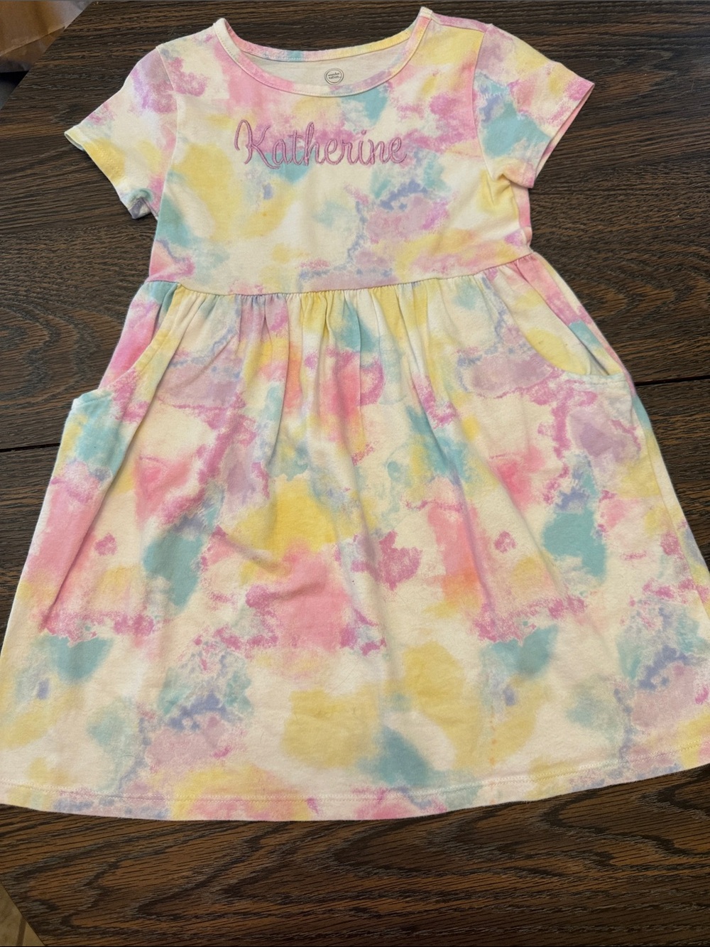 wonder nation Pastel Tie-Dye Short Sleeve Dress - Pink, Yellow, Blue Katherine